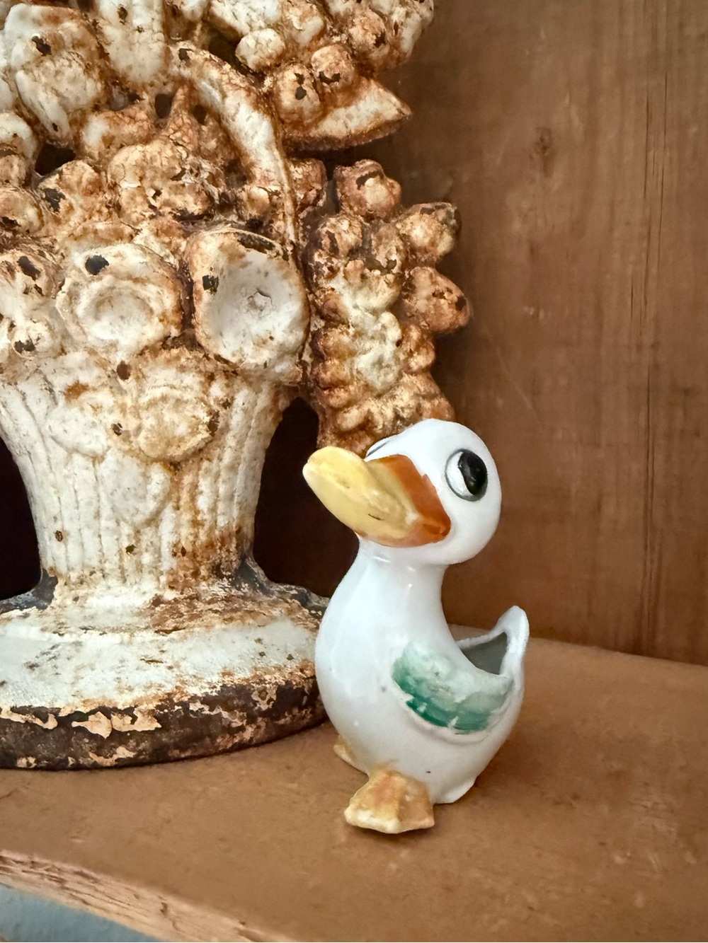 Vintage Ceramic Duck Miniature Vase/Planter